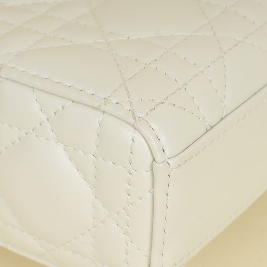 Christian Dior Latte White Lady D-joy Cannage Medium Bag