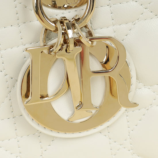 Christian Dior Latte White Lady D-joy Cannage Medium Bag