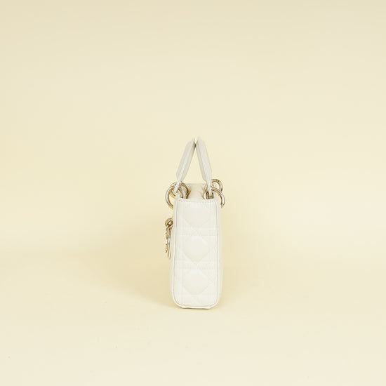 Christian Dior Latte White Lady D-joy Cannage Medium Bag