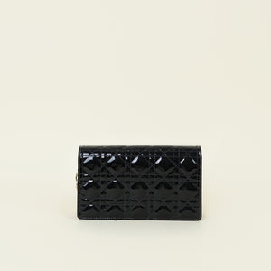 Christian Dior Black Lady Dior Patent Chain Pouch Clutch