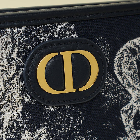 Christian Dior Navy Blue Toile De Jouy 30 Montaigne Pouch