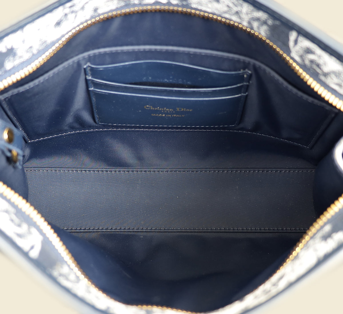 Christian Dior Navy Blue Toile De Jouy 30 Montaigne Pouch