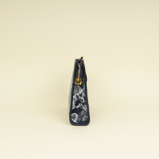 Christian Dior Navy Blue Toile De Jouy 30 Montaigne Pouch