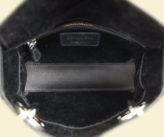 Christian Dior Black Satin Strass Cannage Mini Lady Dior Bag