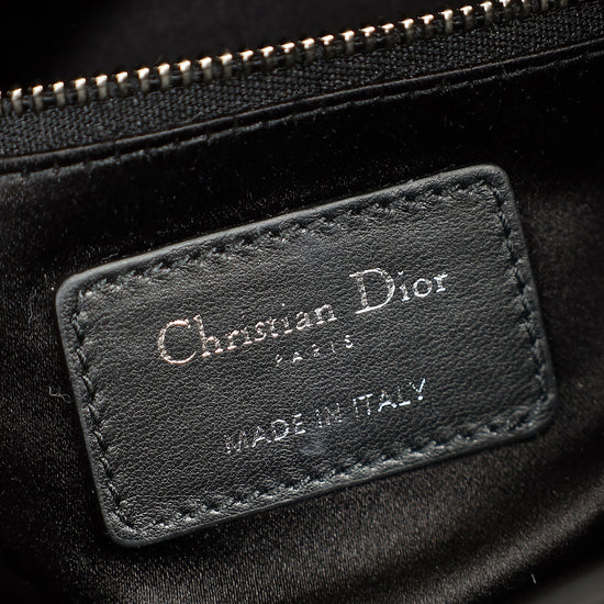Christian Dior Black Satin Strass Cannage Mini Lady Dior Bag
