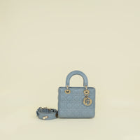 Christian Dior Grey Blue Lady Dior My ABCDior Small Bag