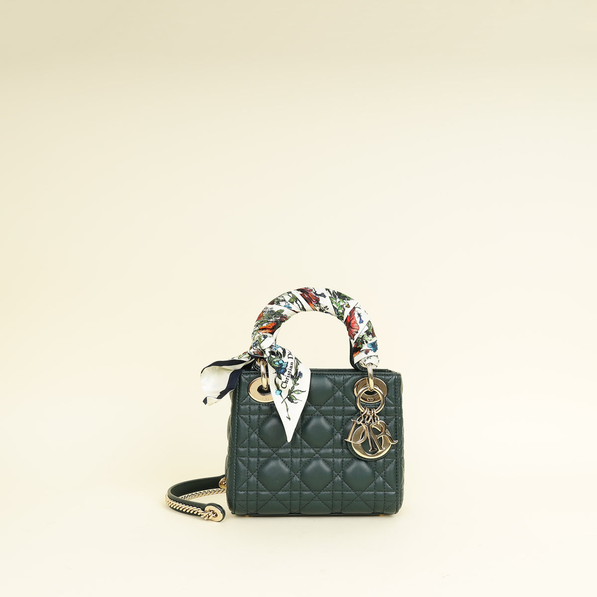 Christian Dior Forest Green Chain Mini Lady Dior Bag