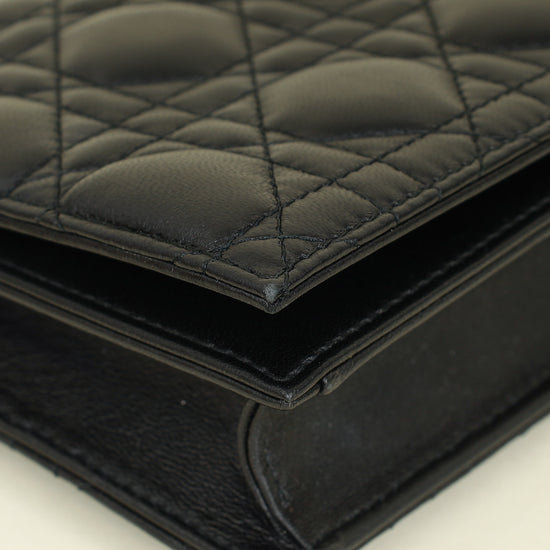 Christian Dior Black Lady Dior Convertible Chain Clutch