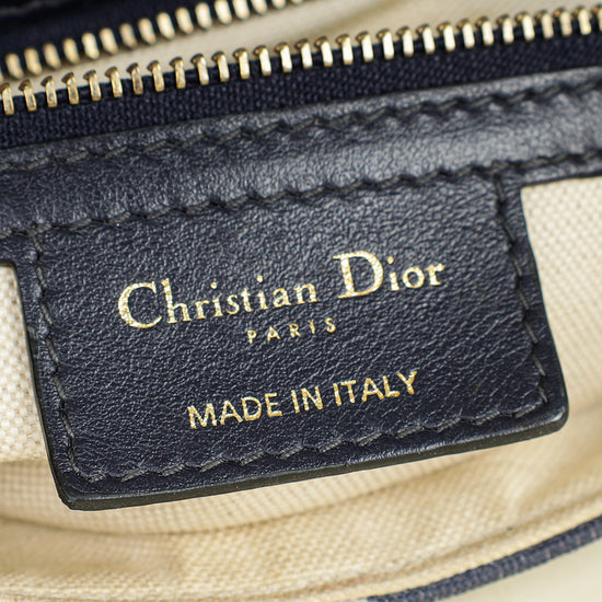 Christian Dior Navy Blue Toile de Jouy Saddle Medium Bag