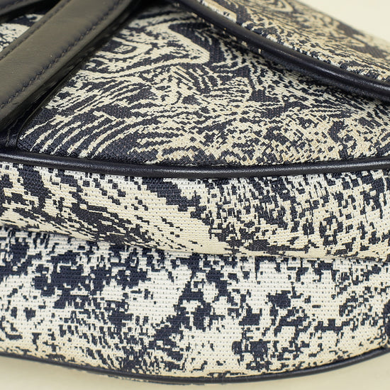 Christian Dior Navy Blue Toile de Jouy Saddle Medium Bag
