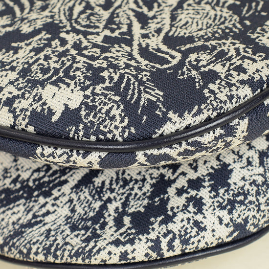 Christian Dior Navy Blue Toile de Jouy Saddle Medium Bag