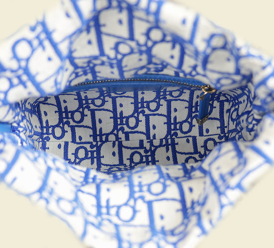 Christian Dior Florescent Blue Lady Dior Wicker Mini Bag