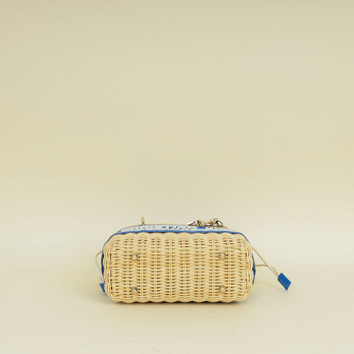 Christian Dior Florescent Blue Lady Dior Wicker Mini Bag