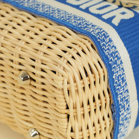 Christian Dior Florescent Blue Lady Dior Wicker Mini Bag