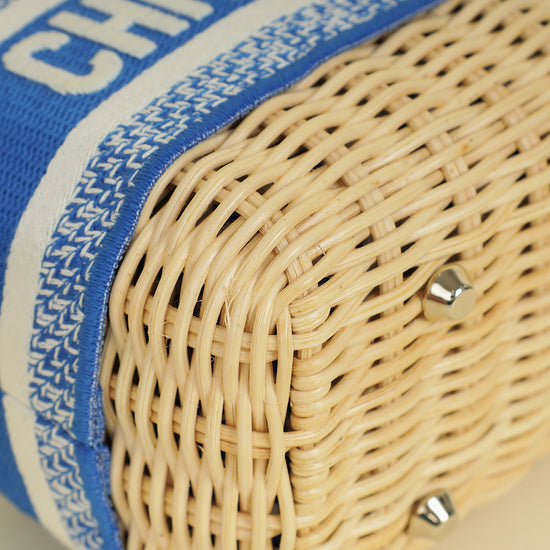 Christian Dior Florescent Blue Lady Dior Wicker Mini Bag