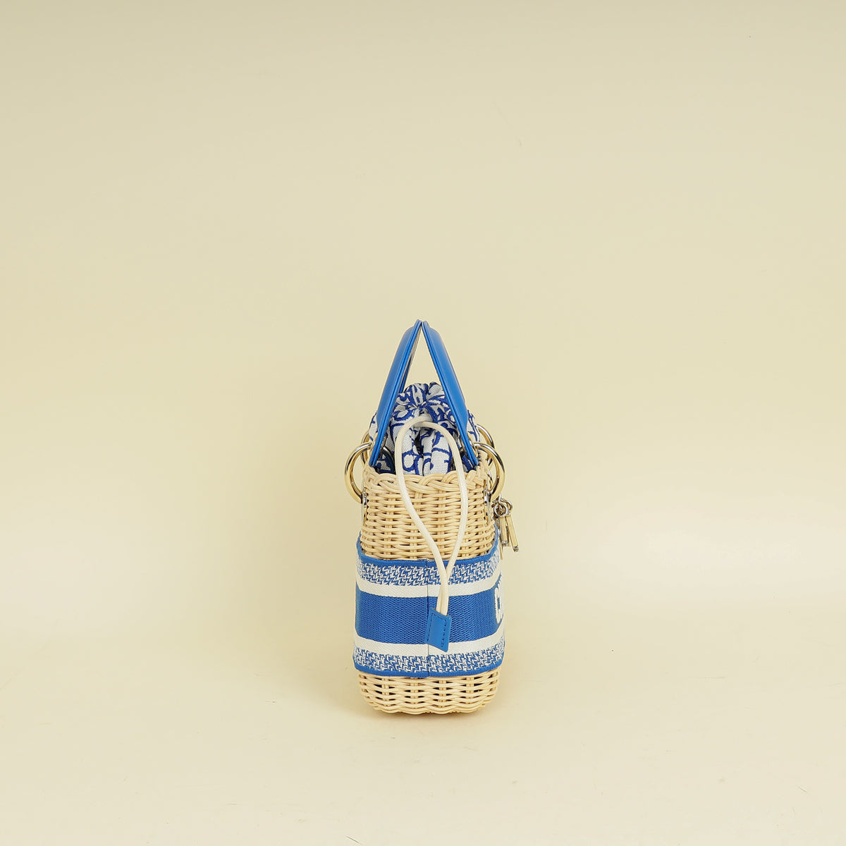 Christian Dior Florescent Blue Lady Dior Wicker Mini Bag