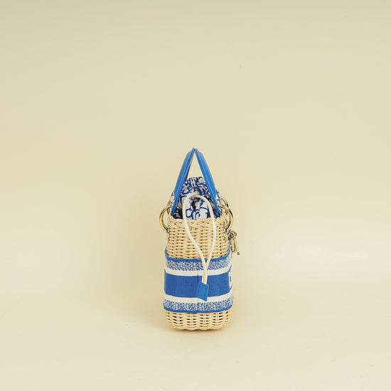 Christian Dior Florescent Blue Lady Dior Wicker Mini Bag