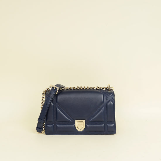 Christian Dior Navy Blue Diorama Small Flap Bag