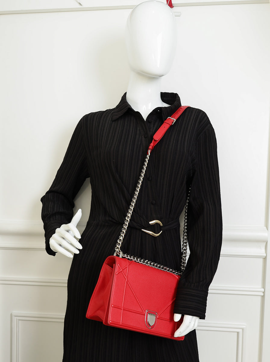 Christian Dior Red Diorama Medium Flap Bag