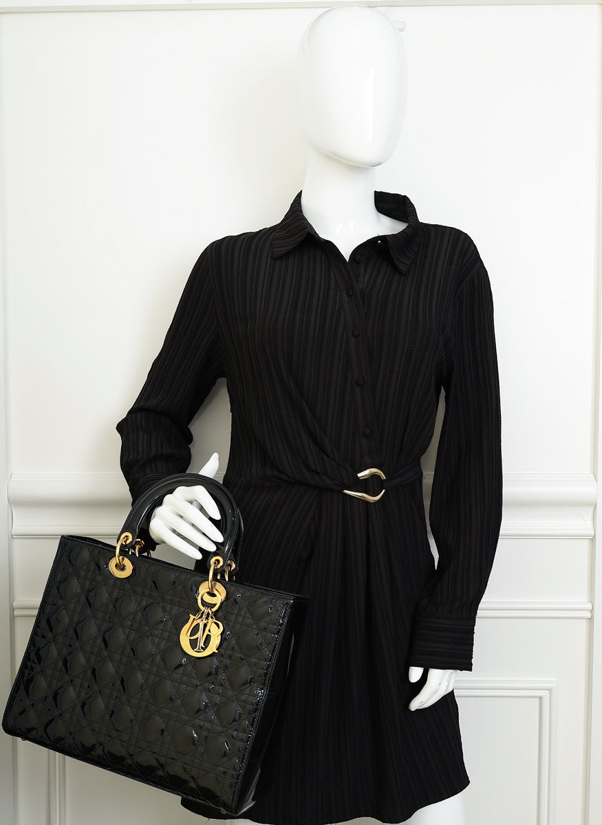 Christian Dior Black Lady Dior Large Bag