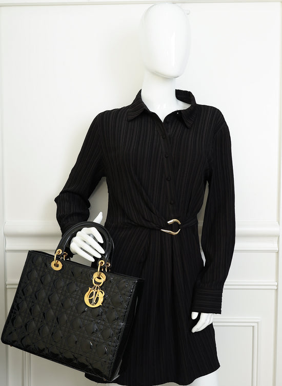 Christian Dior Black Lady Dior Large Bag