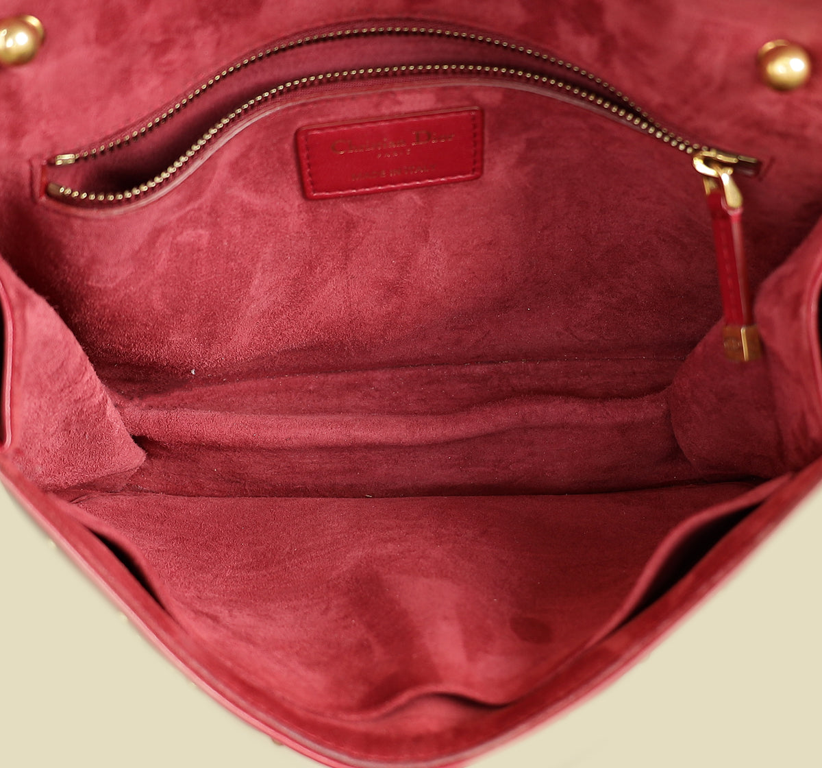 Christian Dior Red Cannage Studded DiorAddict Flap Bag