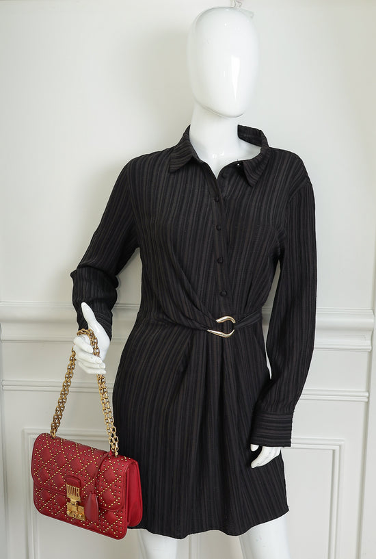 Christian Dior Red Cannage Studded DiorAddict Flap Bag