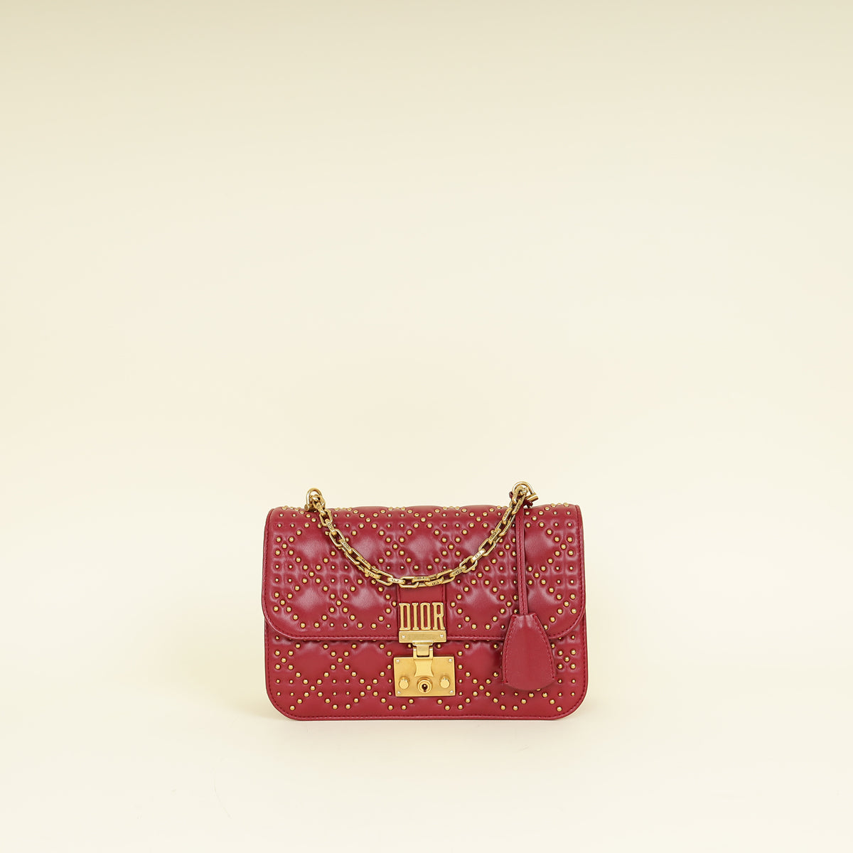 Christian Dior Red Cannage Studded DiorAddict Flap Bag
