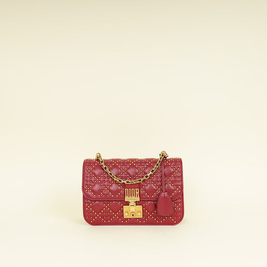 Christian Dior Red Cannage Studded DiorAddict Flap Bag