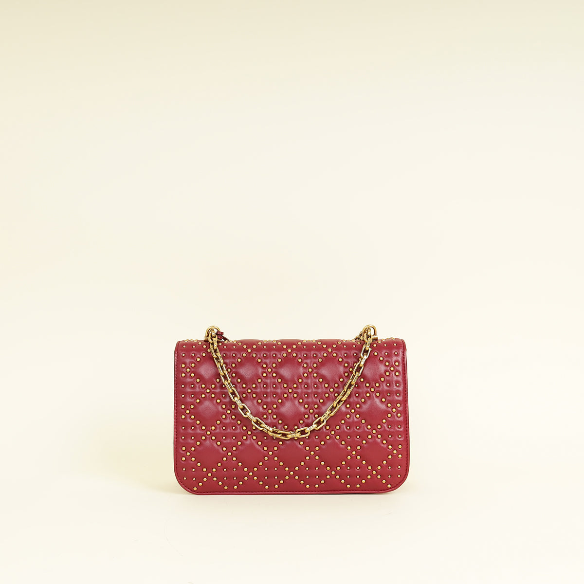 Christian Dior Red Cannage Studded DiorAddict Flap Bag