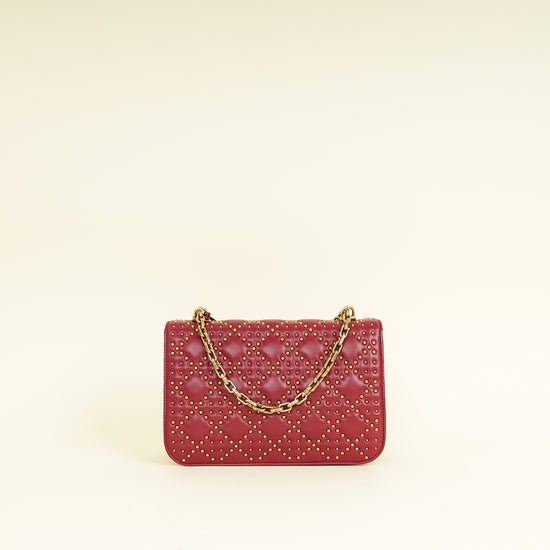 Christian Dior Red Cannage Studded DiorAddict Flap Bag