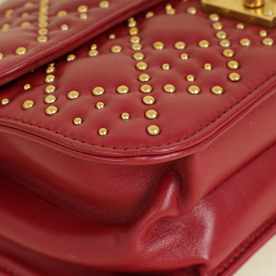 Christian Dior Red Cannage Studded DiorAddict Flap Bag