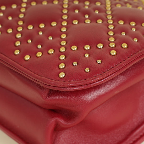 Christian Dior Red Cannage Studded DiorAddict Flap Bag