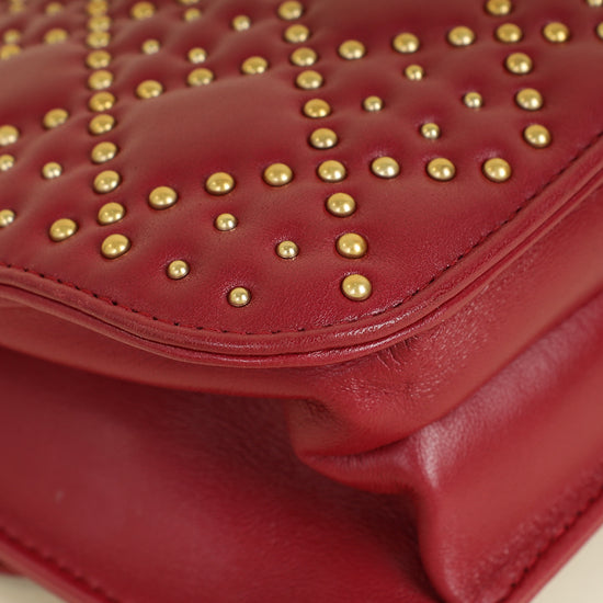Christian Dior Red Cannage Studded DiorAddict Flap Bag