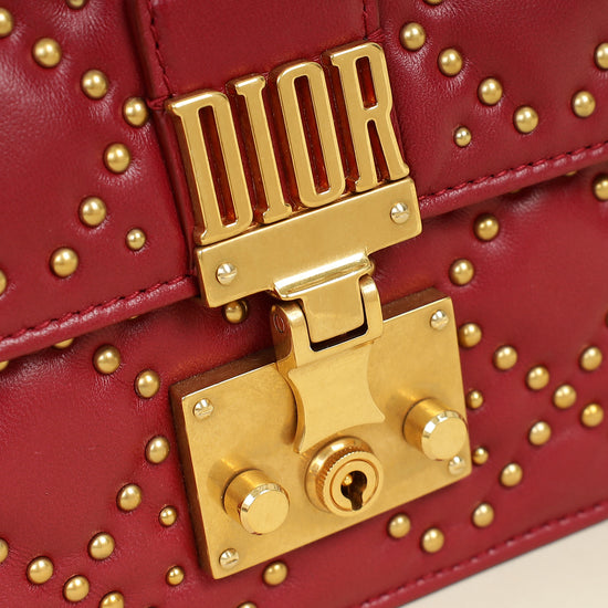 Christian Dior Red Cannage Studded DiorAddict Flap Bag