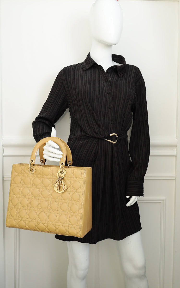 Christian Dior Beige Lady Dior Large Bag
