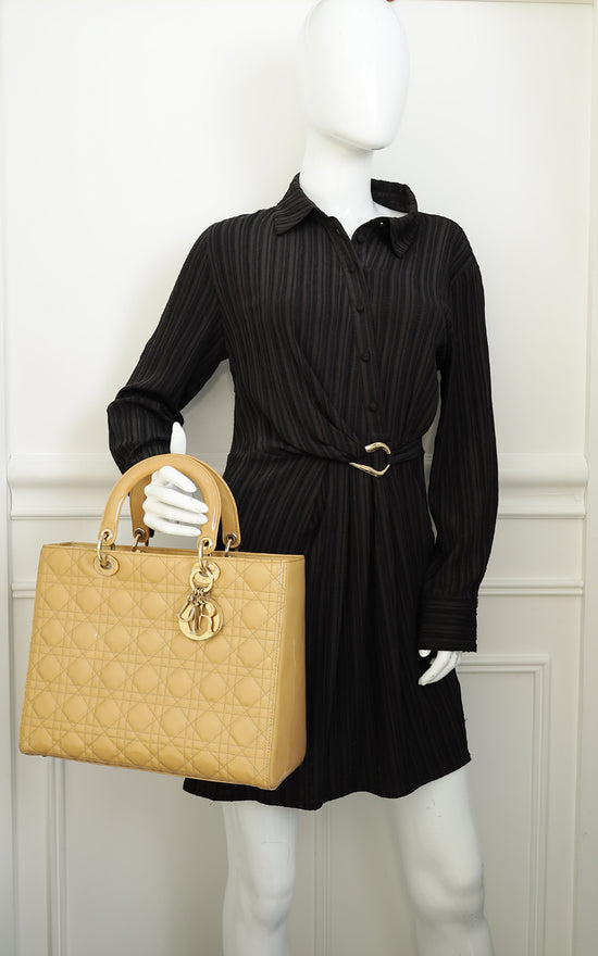 Christian Dior Beige Lady Dior Large Bag