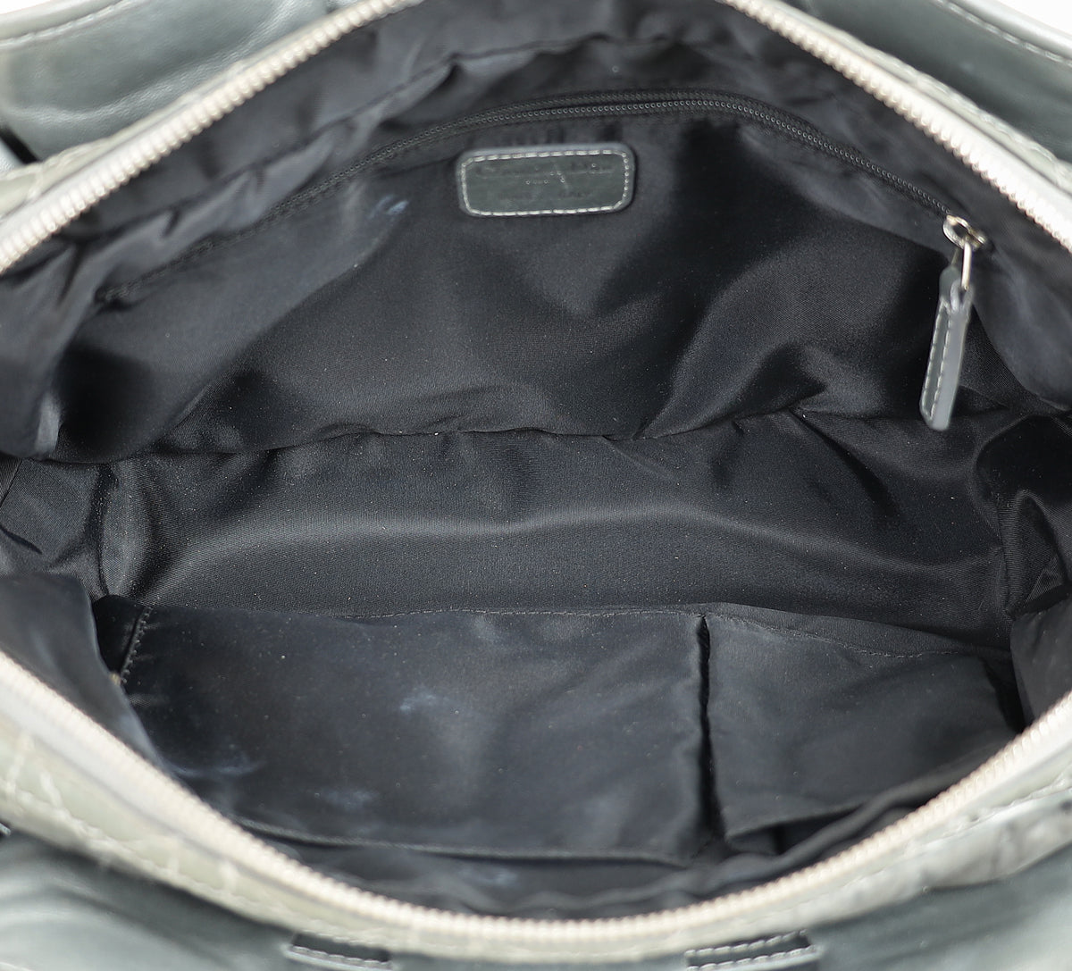 Christian Dior Grey Cannage Quilted Lady Boston Bag
