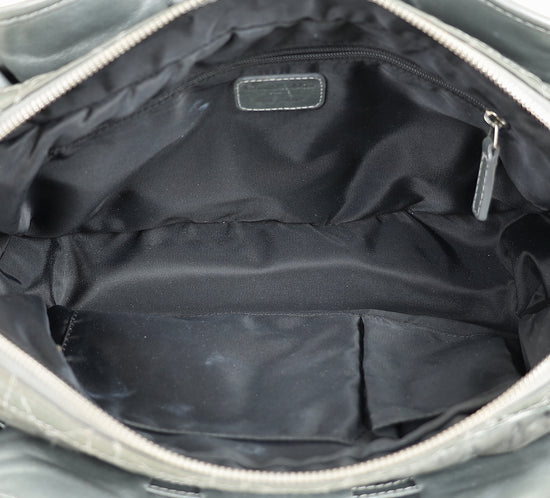 Christian Dior Grey Cannage Quilted Lady Boston Bag