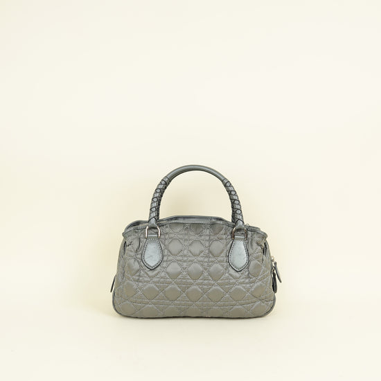 Christian Dior Grey Cannage Quilted Lady Boston Bag