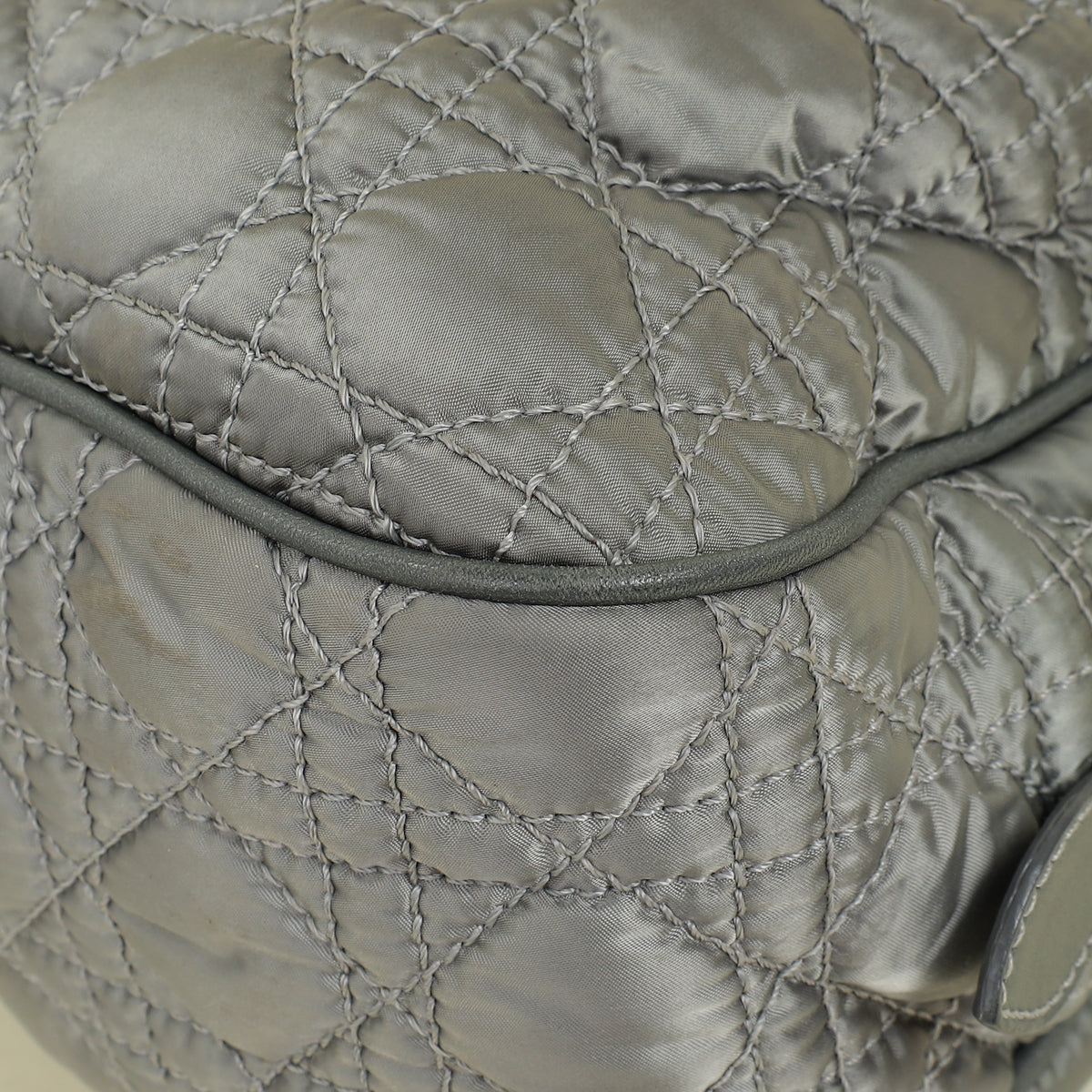 Christian Dior Grey Cannage Quilted Lady Boston Bag