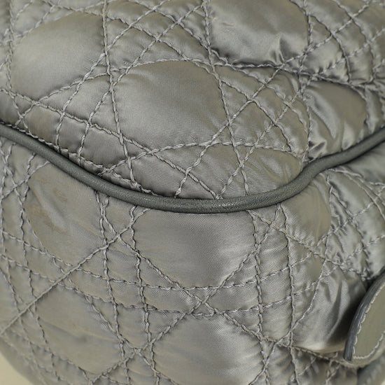 Christian Dior Grey Cannage Quilted Lady Boston Bag
