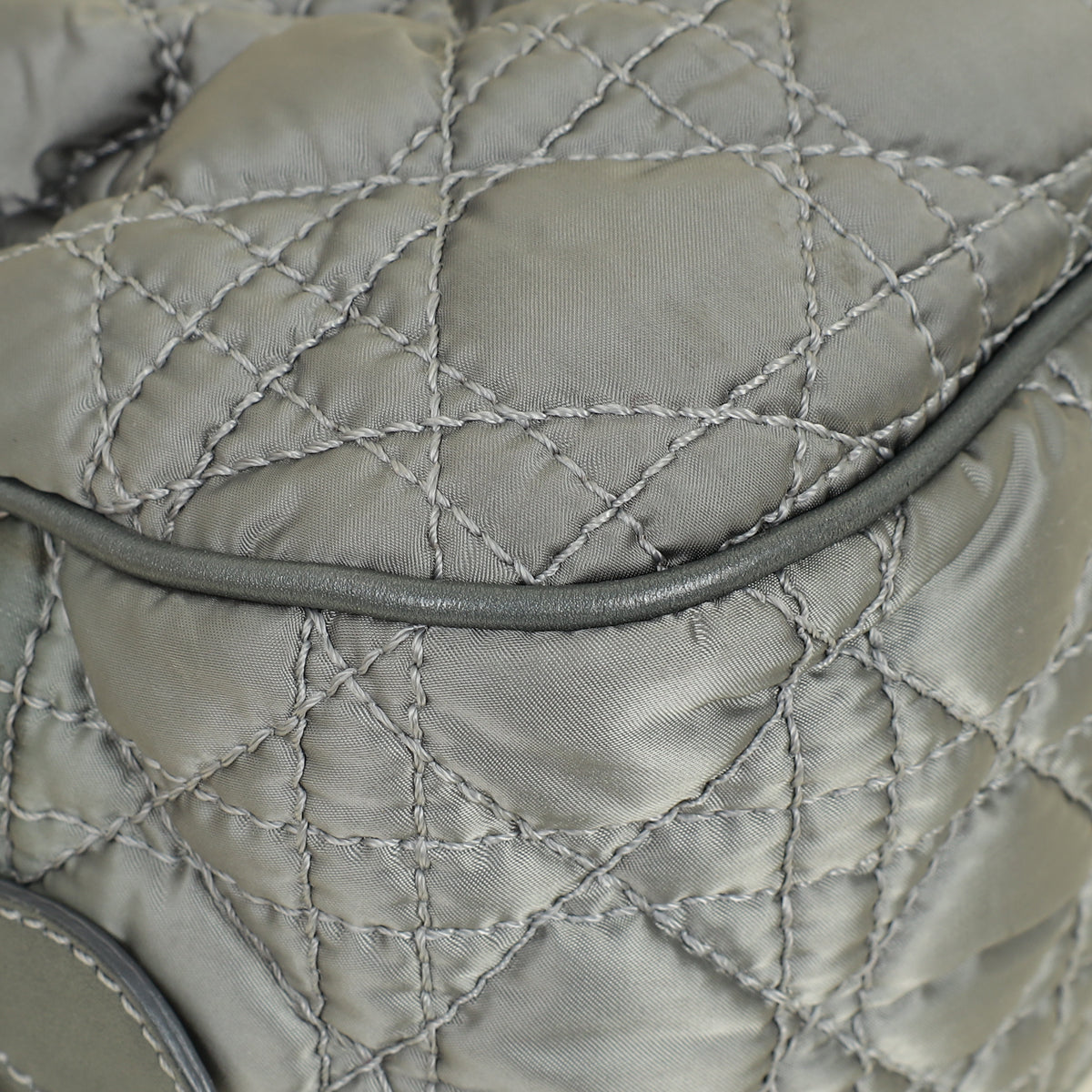 Christian Dior Grey Cannage Quilted Lady Boston Bag