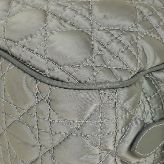 Christian Dior Grey Cannage Quilted Lady Boston Bag