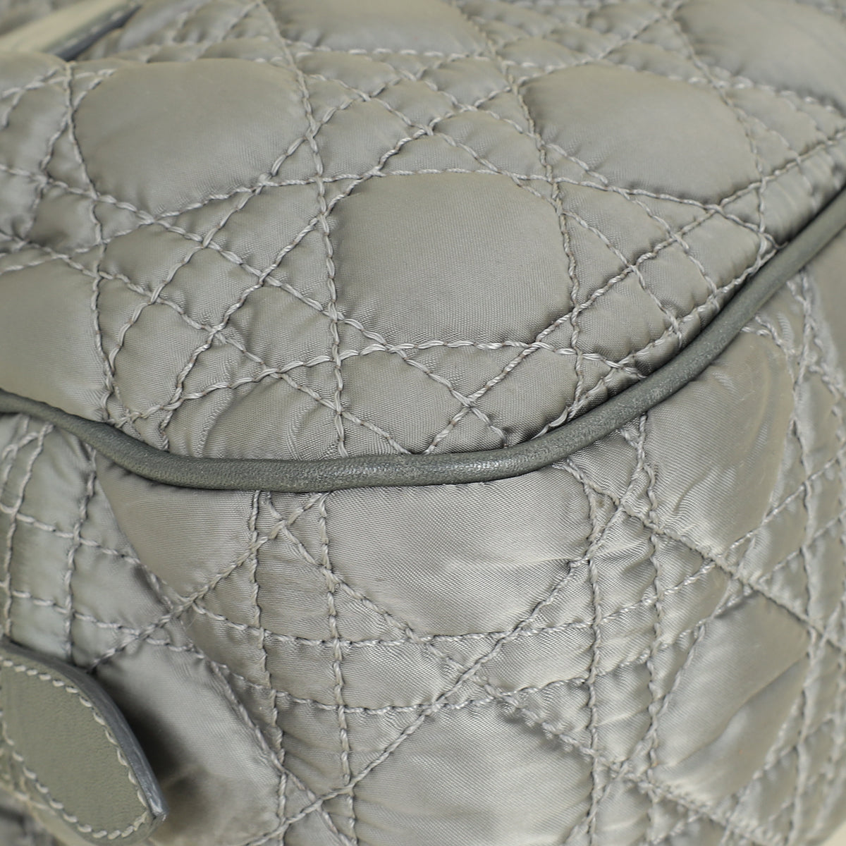 Christian Dior Grey Cannage Quilted Lady Boston Bag