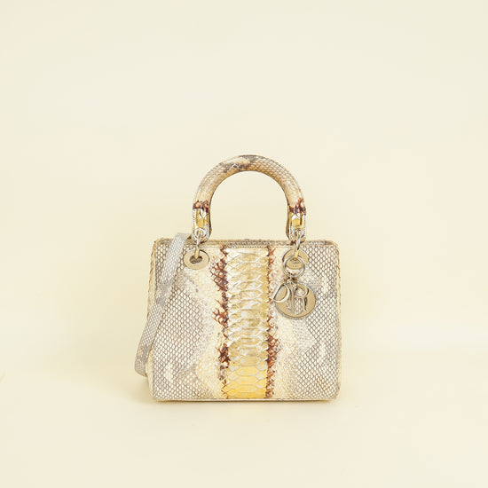 Christian Dior Bicolor Python Lady Dior Medium Bag