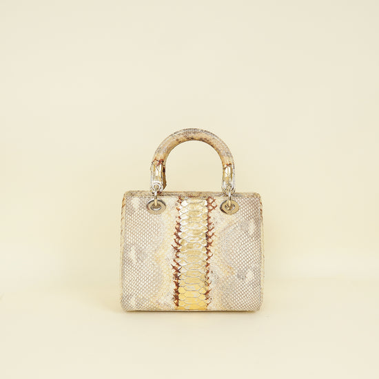 Christian Dior Bicolor Python Lady Dior Medium Bag