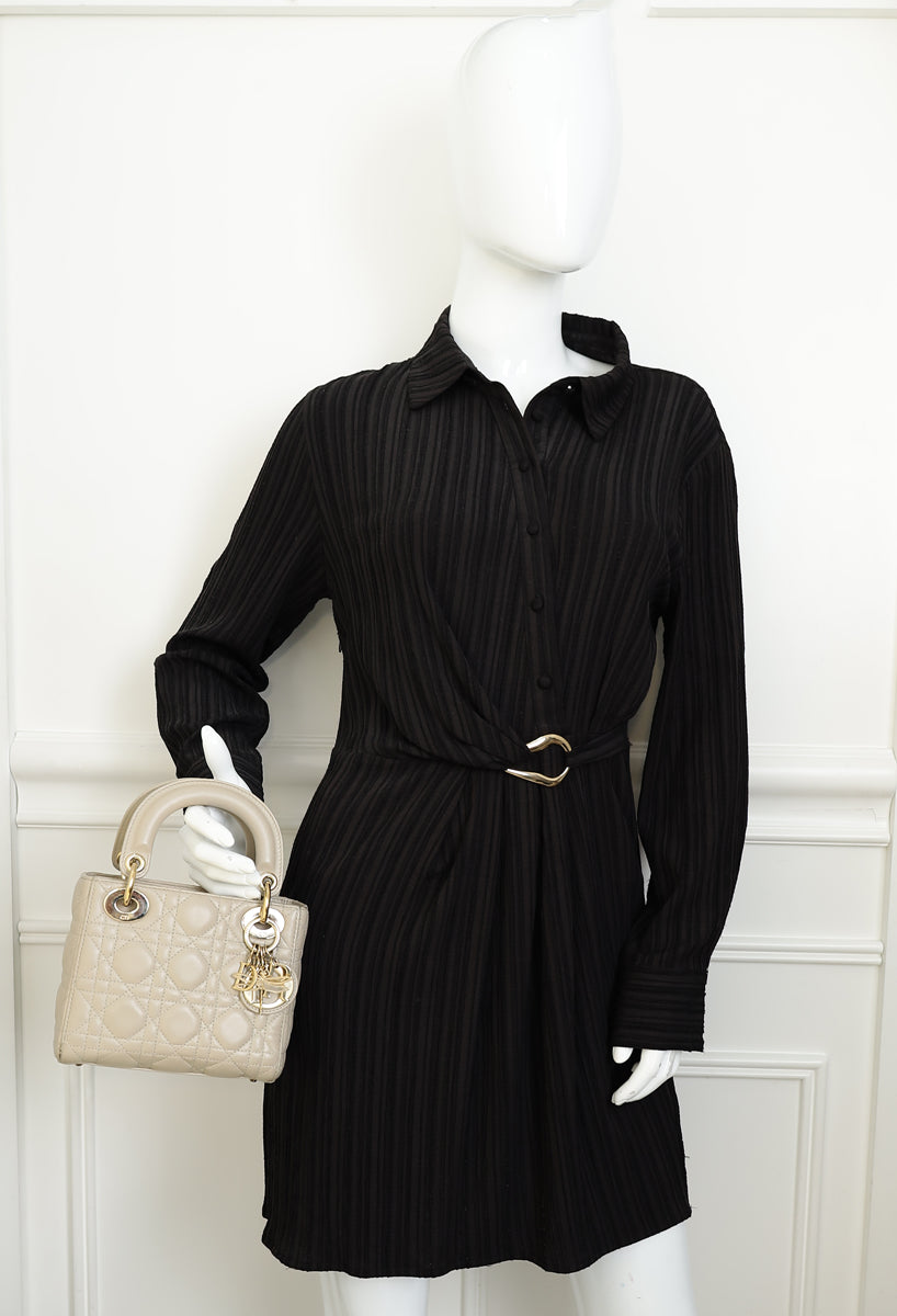 Christian Dior Beige Lady Dior Mini Chain Dragonfly Bag