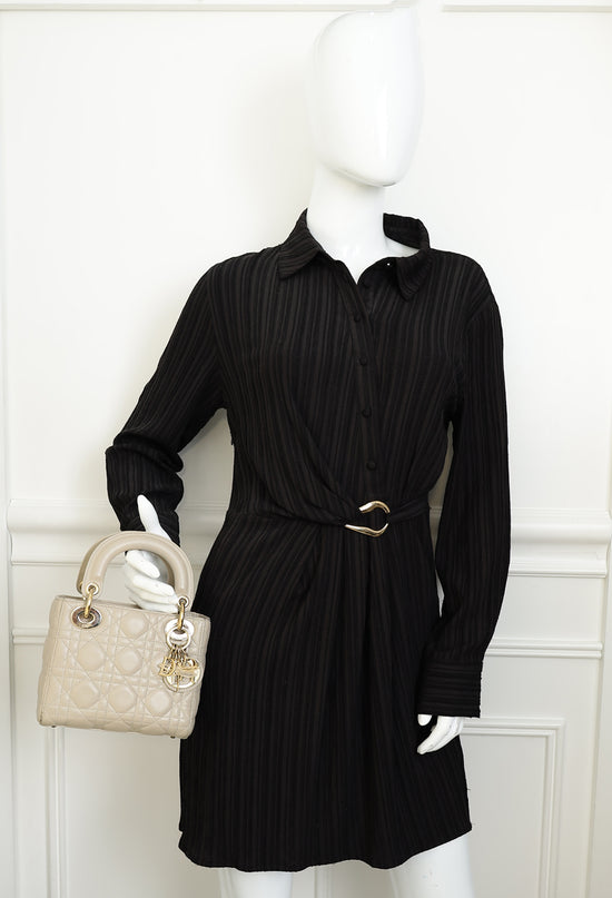 Christian Dior Beige Lady Dior Mini Chain Dragonfly Bag