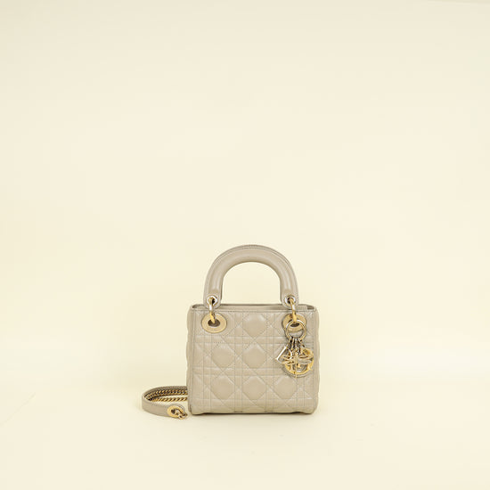 Christian Dior Beige Lady Dior Mini Chain Dragonfly Bag